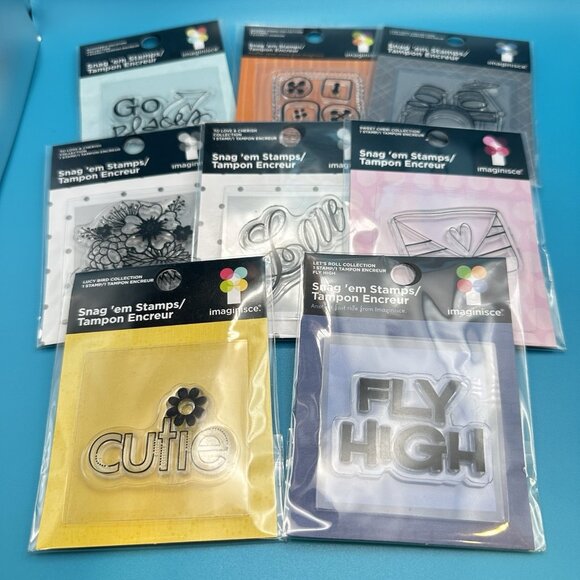 Assorted Clear Cling Stamps Lot Imaginisce Snag’em Cards Scrapbooking Journals - Picture 1 of 10